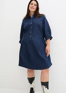 Robe courte et trapèze en jean, manches bouffantes 3/4, bonprix