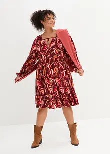 Robe en viscose tissée à ceinture smockée, longueur genou, bonprix