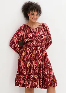 Robe en viscose tissée à ceinture smockée, longueur genou, bonprix