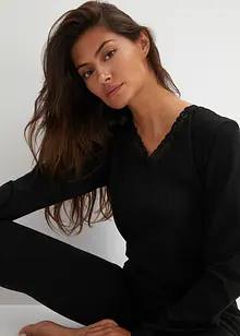 Pyjama chaud avec legging et dentelle, bonprix