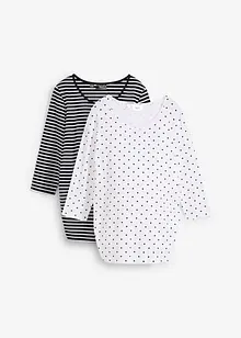 Lot de 2 T-shirts de grossesse en coton, imprimé et manches 3/4, bonprix