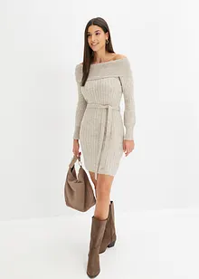 Robe en maille à encolure Bardot, bonprix