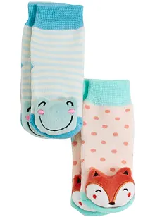 Lot de 2 paires de chaussettes hochets bébé, bonprix