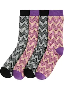 Lot de 4 paires de chaussettes à motif brodé, bonprix