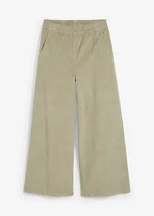 Pantalon large en velours côtelé à taille haute élastiquée, longueur cheville, bonprix