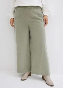 Pantalon large en velours côtelé à taille haute élastiquée, longueur cheville, bonprix