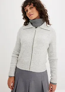 Gilet zippé court en maille, bonprix