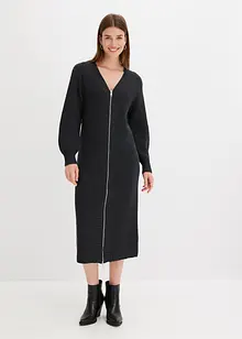 Robe en maille côtelée zippée devant, bonprix