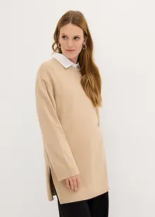 Pull long en fine maille fendu sur les côtés, bonprix