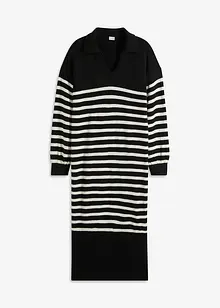 Robe en maille rayée oversize à col polo, bonprix