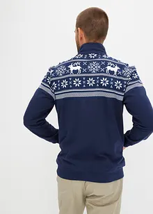 Sweat zippé à motif norvégien et col montant, bonprix