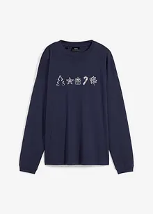 T-shirt manches longues oversize à motif de Noël brodé, bonprix