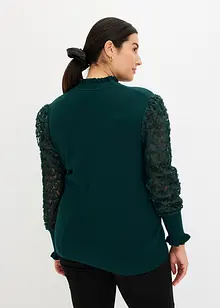 Pull col roulé avec manches en crêpe, bonprix