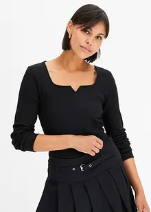 T-shirt côtelé avec un large décolleté, bonprix