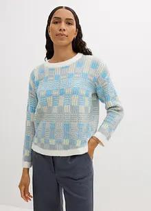 Pull col rond avec motif à carreaux, bonprix