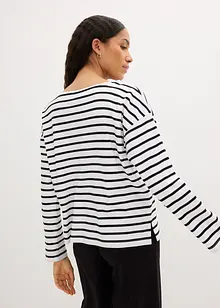 Lot de 2 T-shirts manches longues col légèrement bateau, bonprix