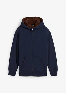 Sweat zippé pour garçon, avec capuche à doublure peluche, bonprix