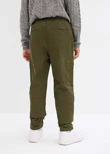 Pantalon thermique garçon stretch à poches cargo en coton, bonprix