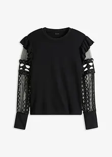 T-shirt avec manches en dentelle et volants, bonprix