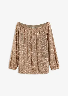 T-shirt oversize à sequins encolure Bardot, bonprix