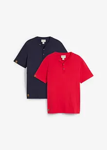 Lot de 2 t-shirts coton col Henley, bonprix