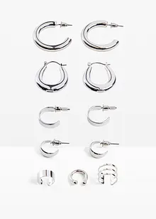 Set de créoles et ear cuffs (ens. 11 pces.), bonprix