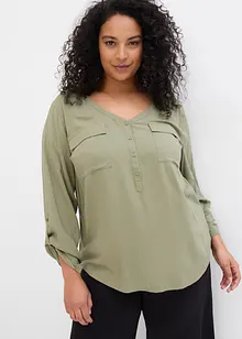 Blouse fluide à col en V et manches longues, bonprix