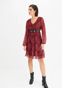 Robe en mesh imprimé à volants, bonprix