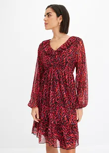 Robe en mesh imprimé à volants, bonprix