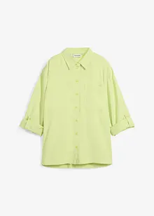 Acheter Haut D'été à Manches Trois-quarts Pour Femmes, Chemise En Mousseline De Soie, Couleur Unie, Nœud Creux, Couture En Dentelle, Chemisier Pour Femmes