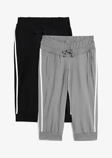 Lot de 2 pantalons de jogging en coton, coupe corsaire, bonprix