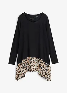 Blouse en jersey viscose avec empiècement en mousseline, bonprix