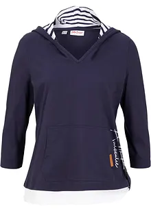T-shirt à capuche, manches 3/4, 100% coton, bonprix