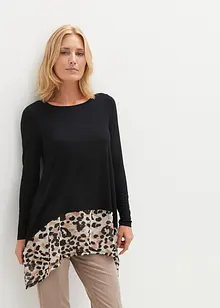 Blouse en jersey viscose avec empiècement en mousseline, bonprix
