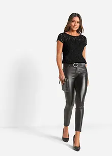 Blouse manches courtes en dentelle cordée, bonprix