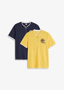 Lot de 2 t-shirts col tunisien 100 % coton, bonprix