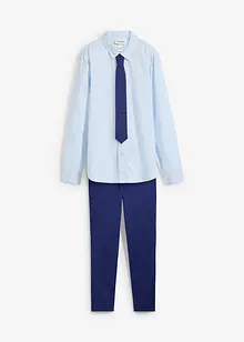 Pantalon chino, chemise manches longues et cravate (ens. 3 pces), bonprix
