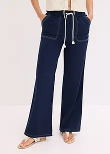 Pantalon en twill léger avec cordon et coutures contrastantes, bonprix