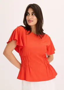 T-shirt en jersey crêpe avec smocks, bonprix