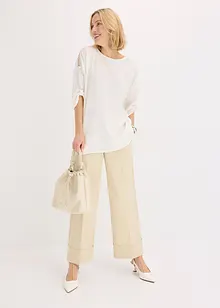 Blouse texturée avec bande de dentelle, bonprix