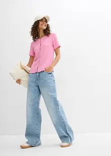 T-shirt texturé et boutonné, bonprix
