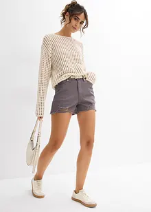 Short taille haute en twill, bonprix