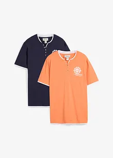Lot de 2 T-shirts col tunisien, bonprix