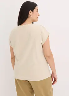 T-shirt à empiècement tissé et strass, bonprix