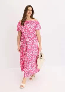 Robe midi col Bardot en viscose extensible, bonprix