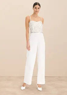 Combinaison de mariée en crêpe texturé avec perles brodées, bonprix
