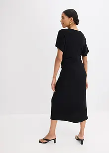 Robe en jersey côtelé, froncée sur le côté, bonprix
