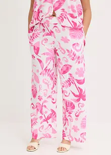 Pantalon large imprimé en viscose texturée, bonprix