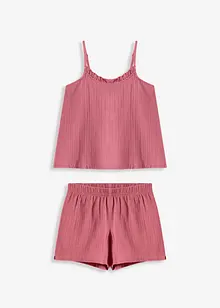 Pyjashort en gaze de coton douce avec top à fines bretelles, bonprix