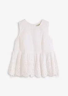 Blouse sans manches avec broderies anglaises, fendue sur les côtés, bonprix